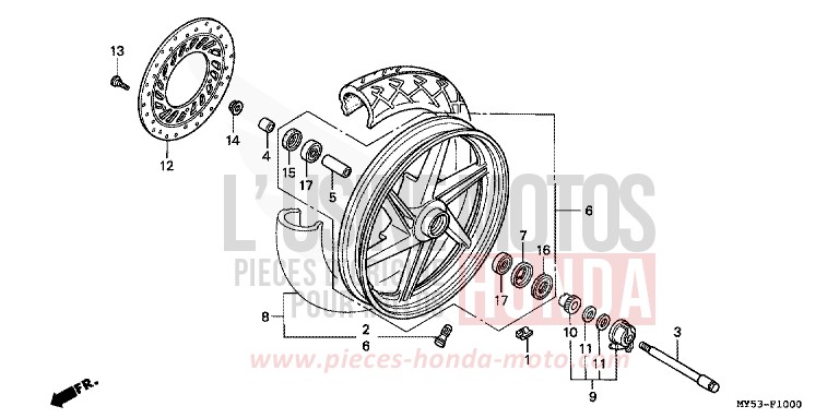 VORDERRAD von CB1300 Super Bold'or ABS SCHWARZ (NH1) von 1994